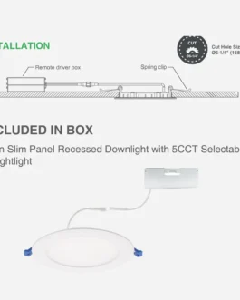 6′′ Slim Panel Recessed Downlight With 5CCT Selectable & Nightlight